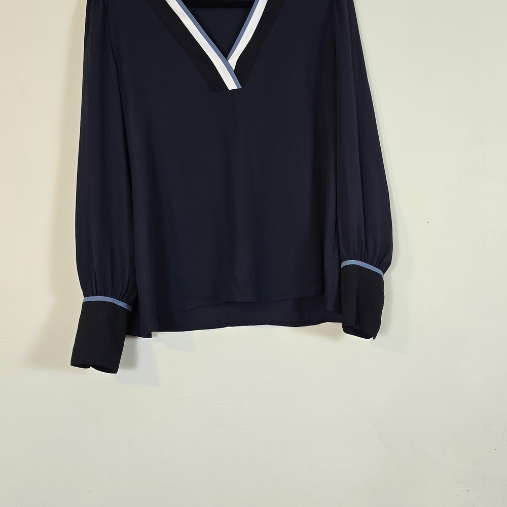 Express Navy and Black V-Neck Blouse